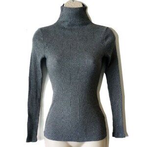 Club Monaco Mock Neck Ribbed Sweater XS Cashmere Cotton Blend